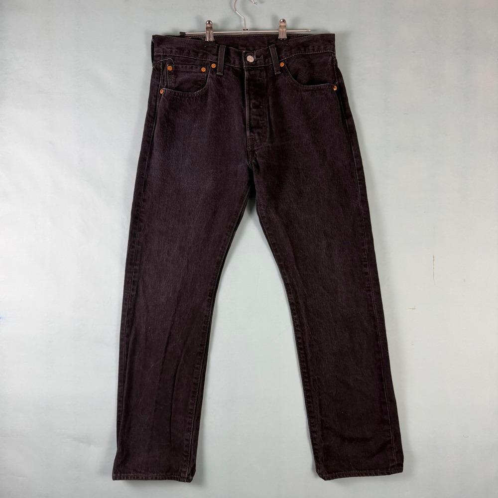 Mens Black Denim Levi 501 32x30 (Fits 32x28) Jeans Button Fly